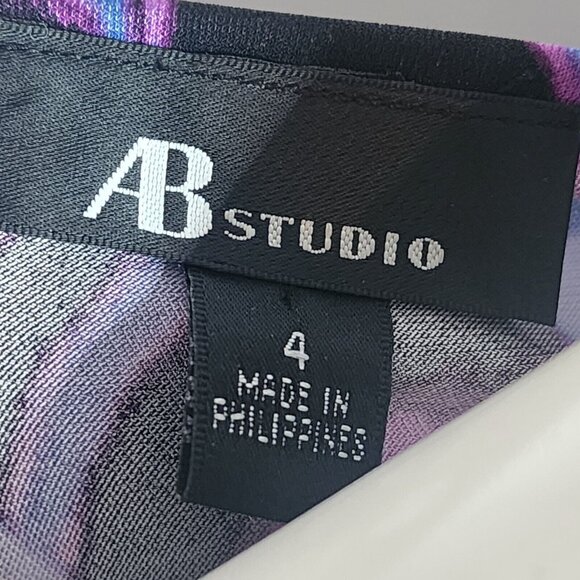 AB STUDIO Purple Blue Sleeveless Pullover V Neck Dress Womens Size 4 - Picture 5 of 7